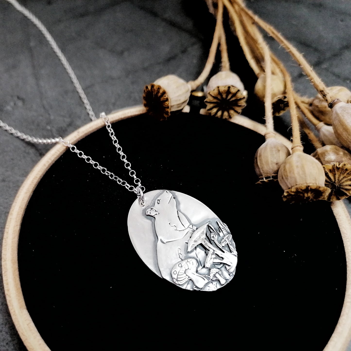 Rat With Mushrooms Necklace