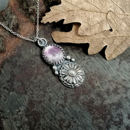 Fluorite And Flower Necklace