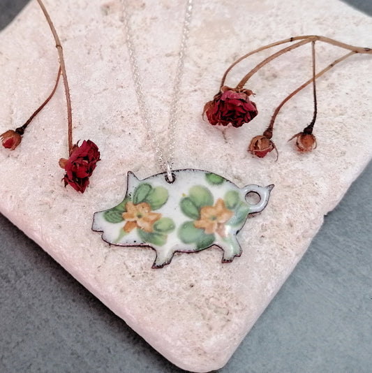 Floral Pig Necklace