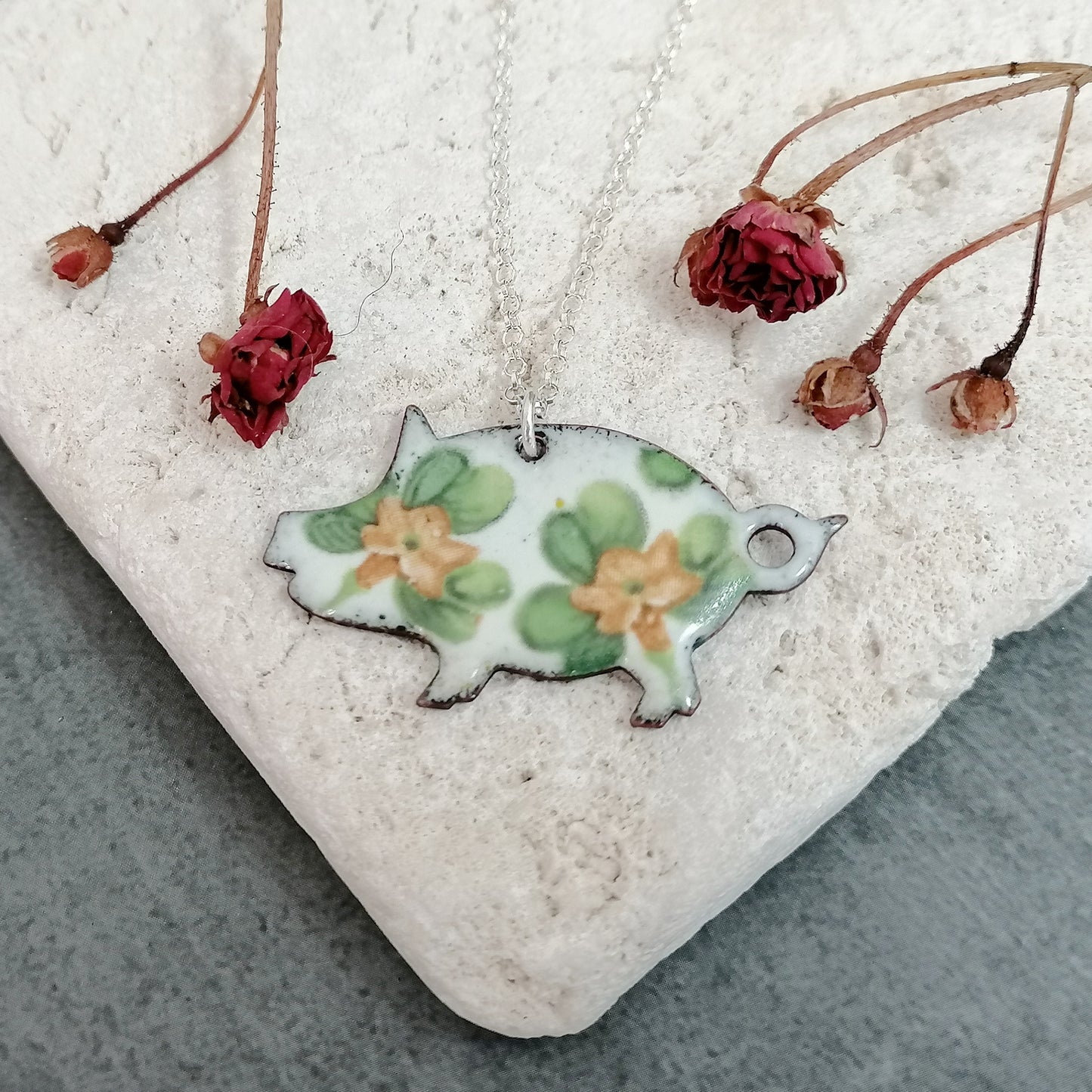 Floral Pig Necklace