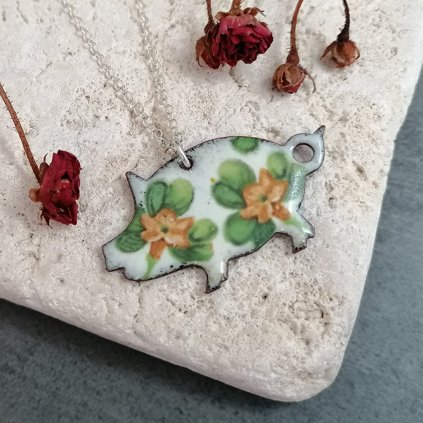 Floral Pig Necklace