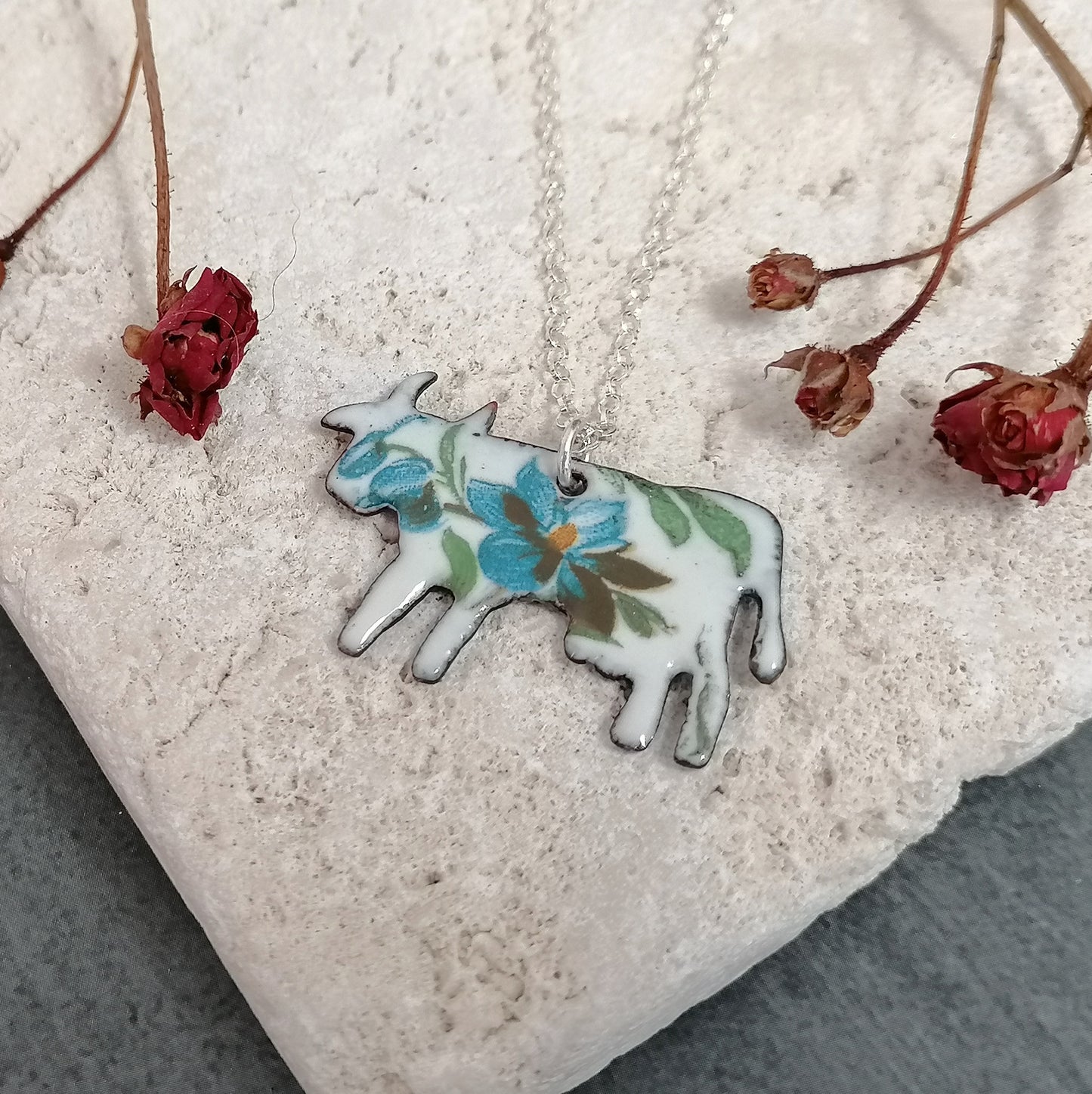 Floral Cow Necklace