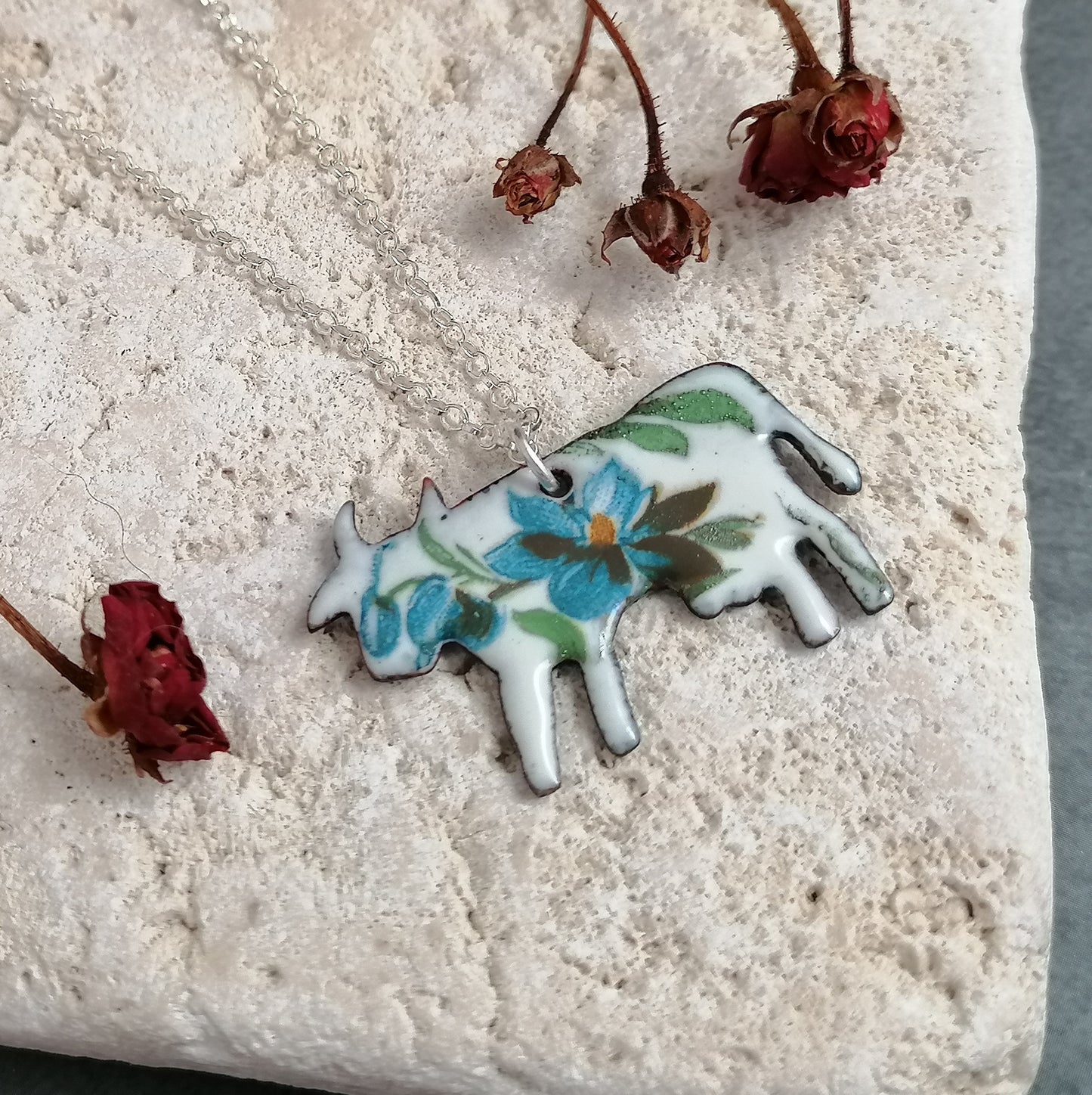 Floral Cow Necklace