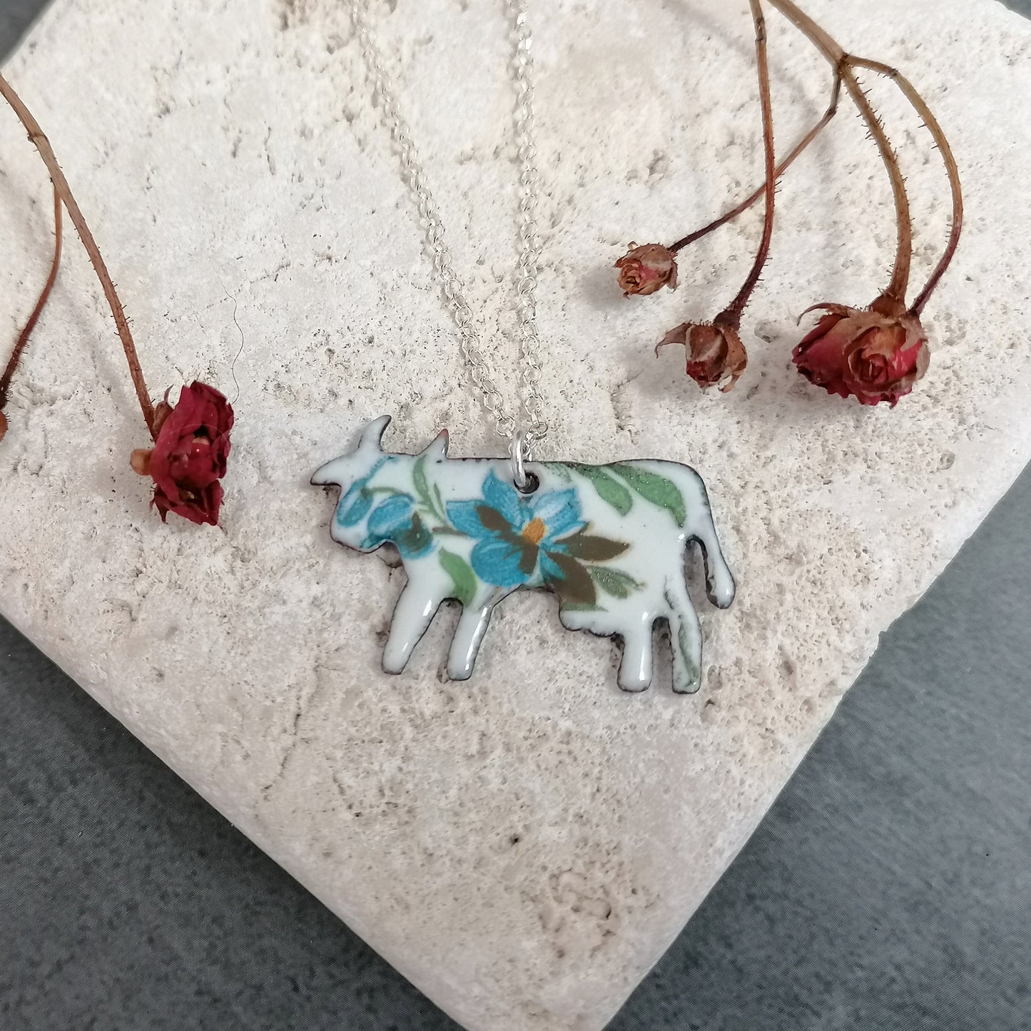 Floral Cow Necklace