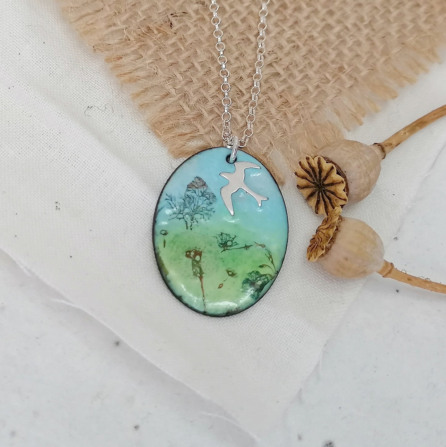 Among The Wildflowers Flying Bird Necklace