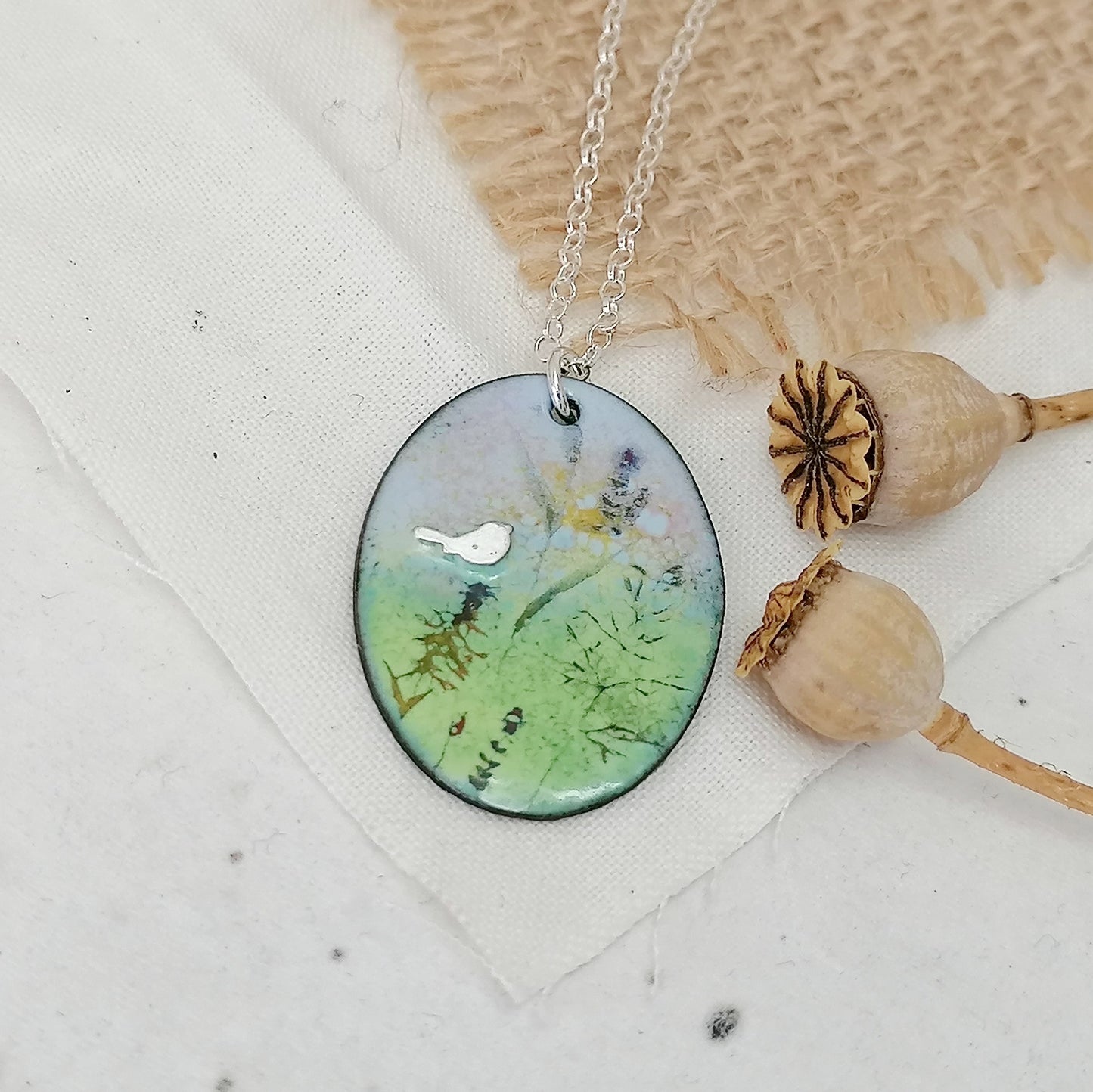 Among The Wildflowers Perching Bird Necklace