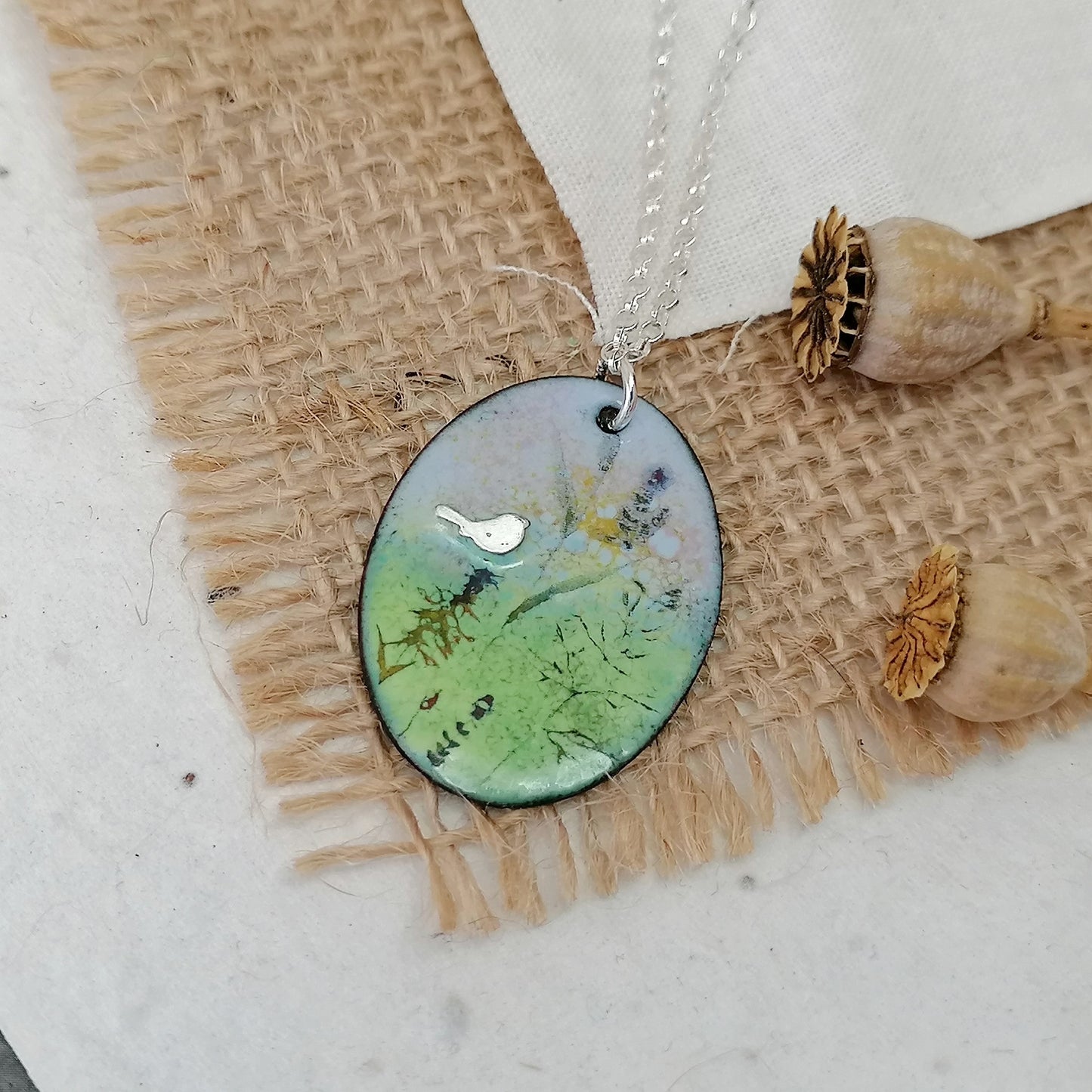 Among The Wildflowers Perching Bird Necklace