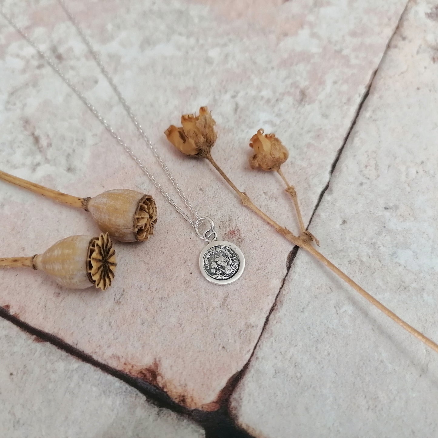 Full Moon Sterling Silver Necklace