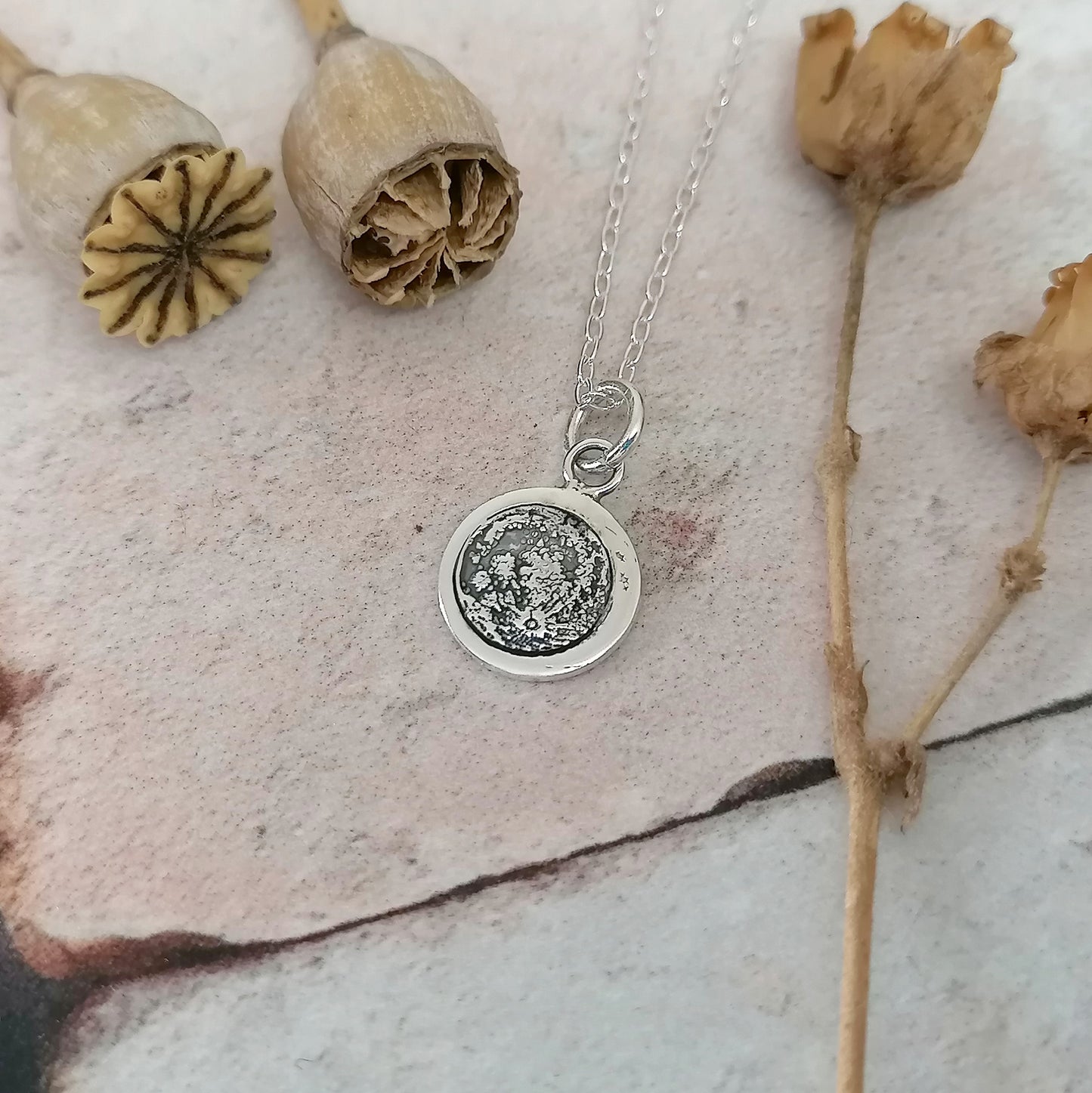 Full Moon Sterling Silver Necklace