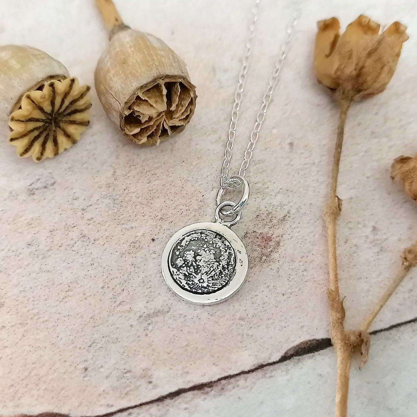 Full Moon Sterling Silver Necklace