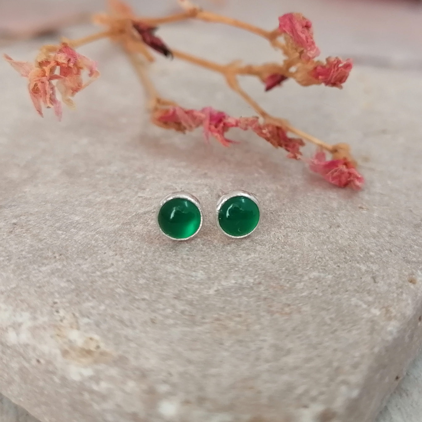 Green Onyx Stud Earrings