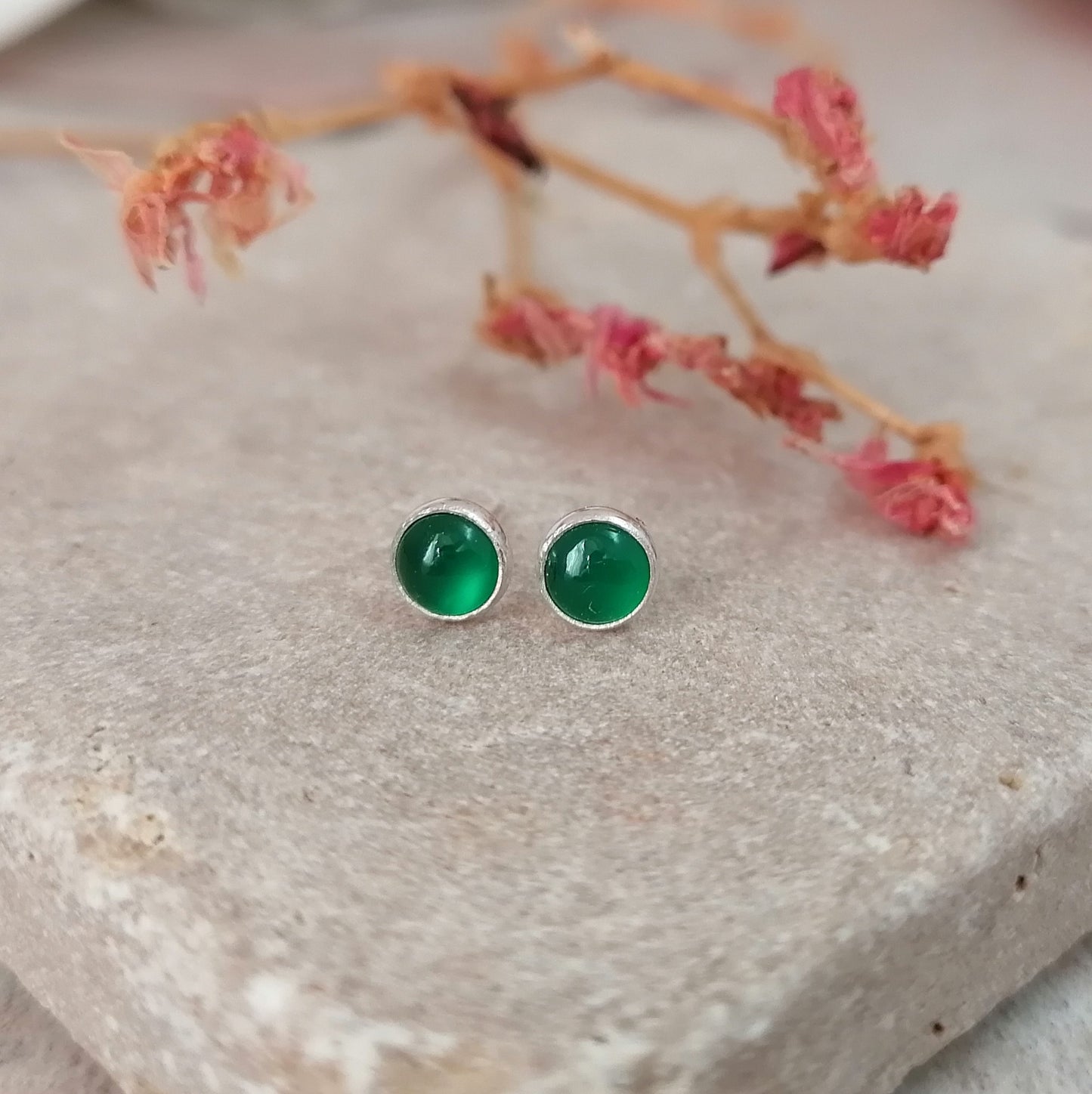 Green Onyx Stud Earrings