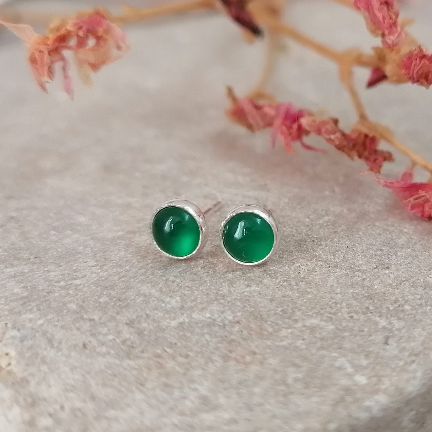 Green Onyx Stud Earrings
