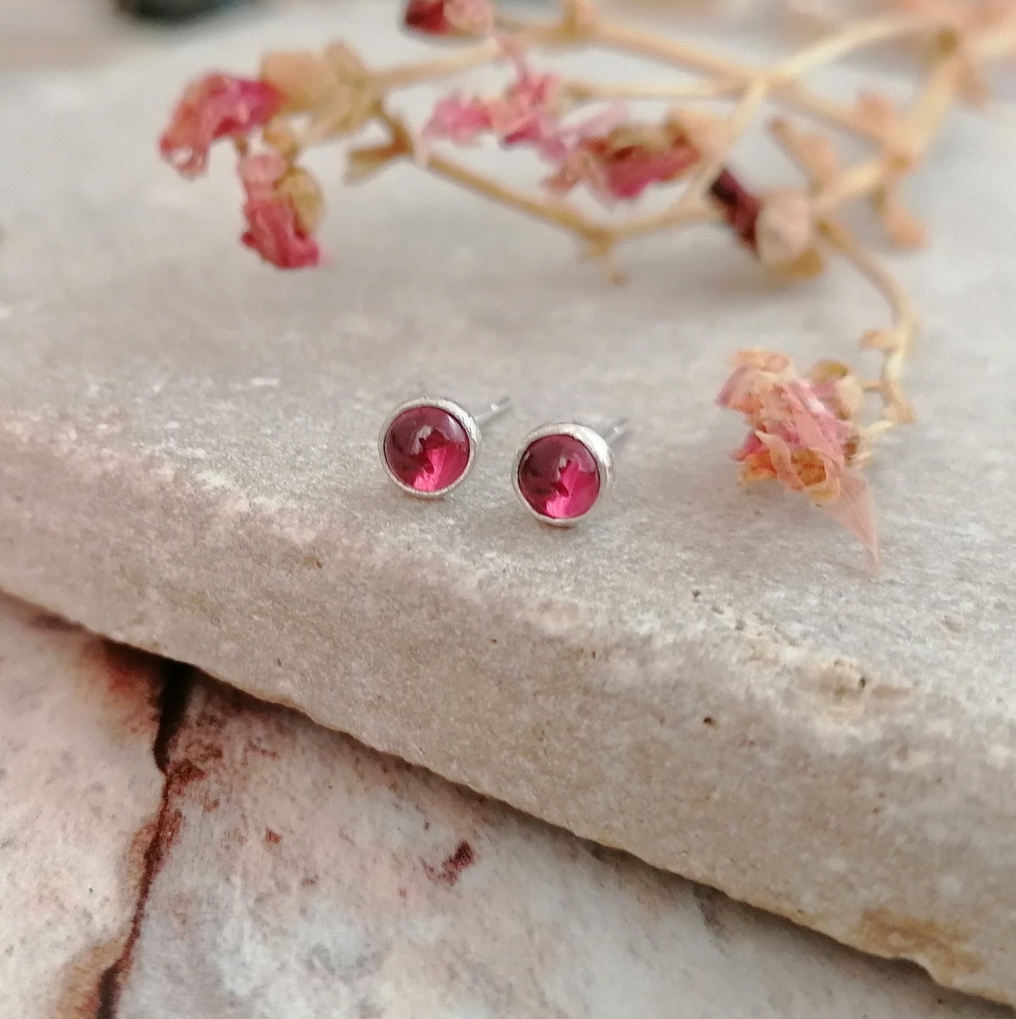 Rhodolite Garnet Stud Earrings