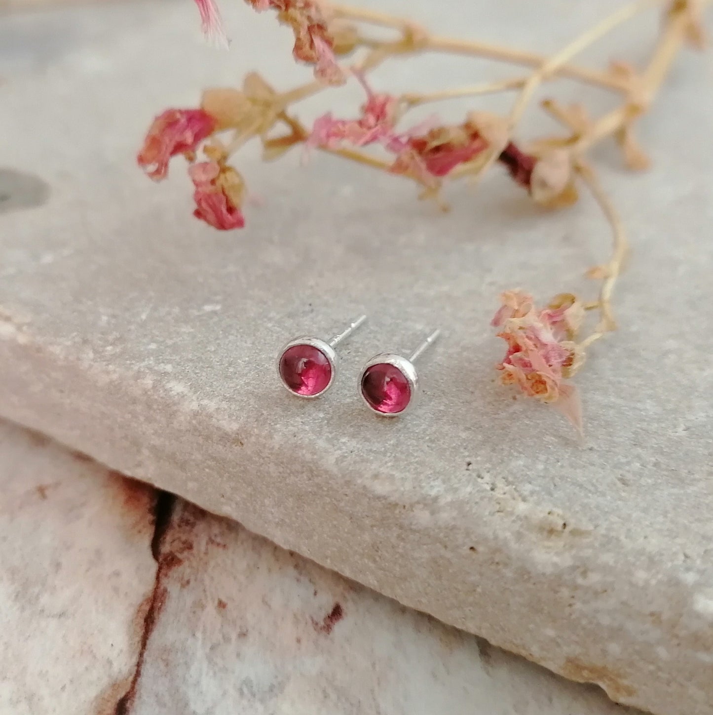 Rhodolite Garnet Stud Earrings