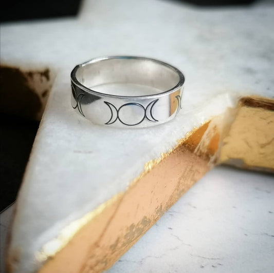 Triple Moon Sterling Silver Ring