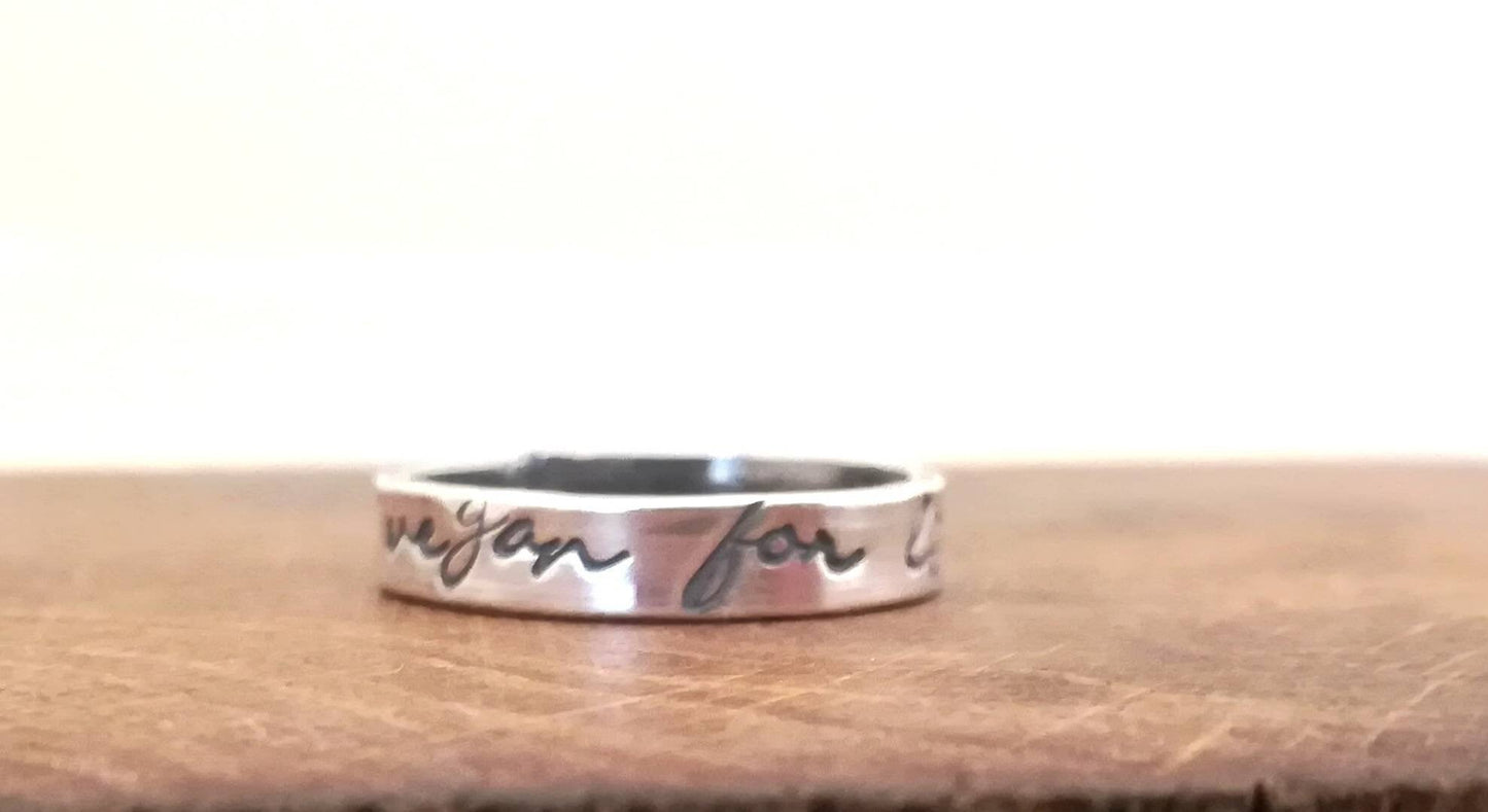 Vegan For Life Sterling Silver Ring