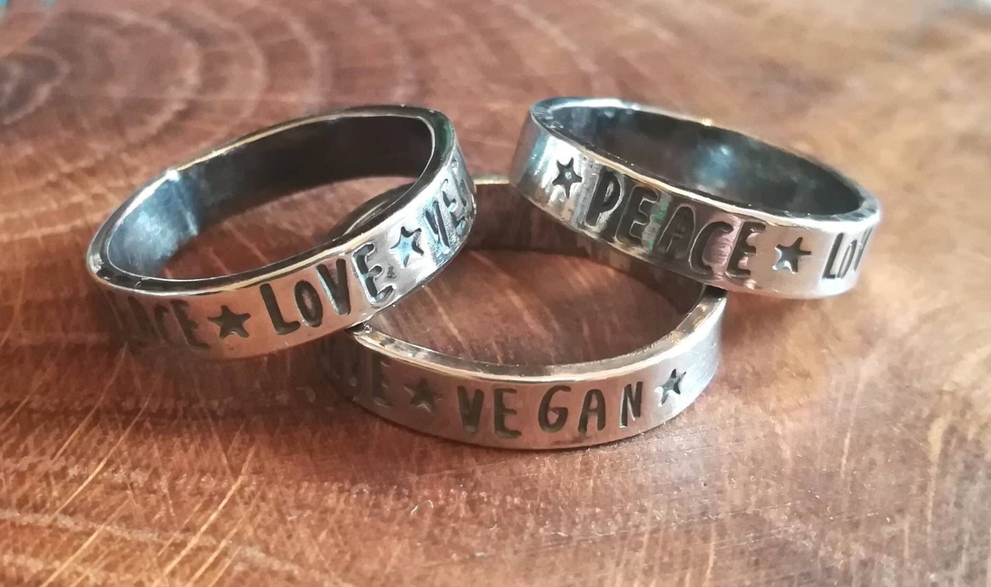 Peace Love Vegan Ring