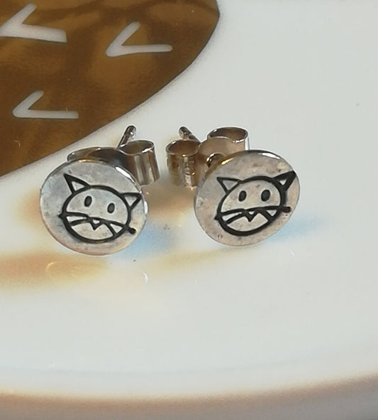 Cat Face Stud Earrings