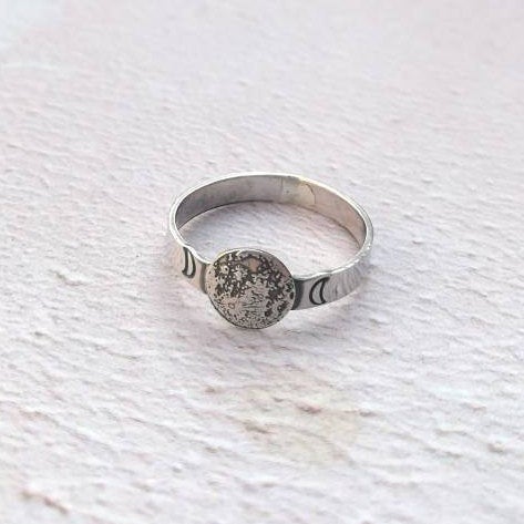 Full moon sterling silver ring