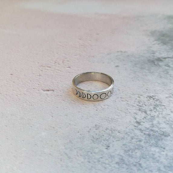 Moon Phases Sterling Silver Ring