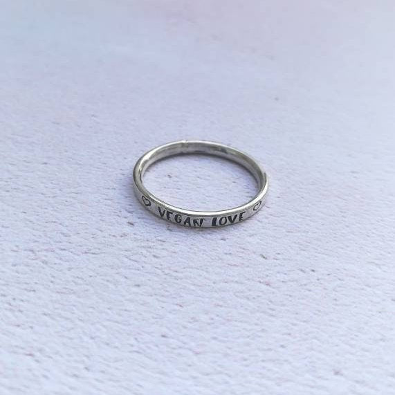 Vegan Love Sterling Silver Ring