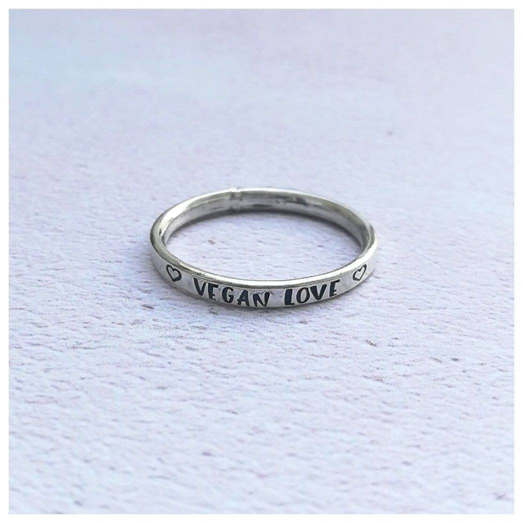 Vegan Love Sterling Silver Ring