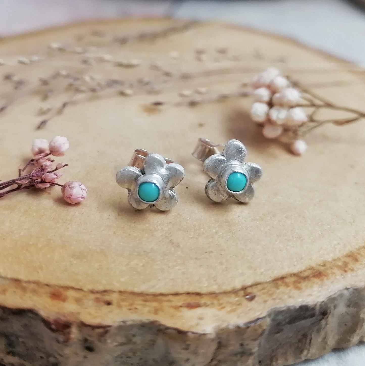 Organic Flower Stud Earrings