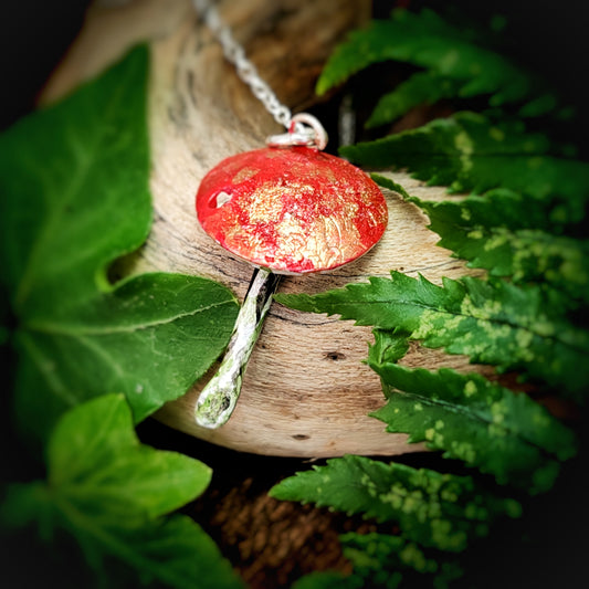 Mushroom Necklace Red And Gold