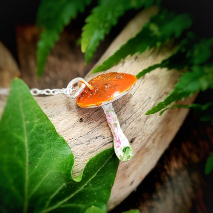 Mushroom Necklace Orange And White