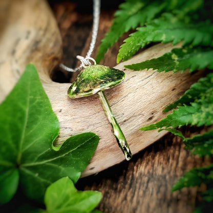 Mushroom Necklace Green And Gold