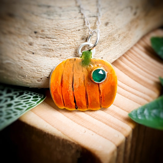 Hand Painted Pumpkin Necklace