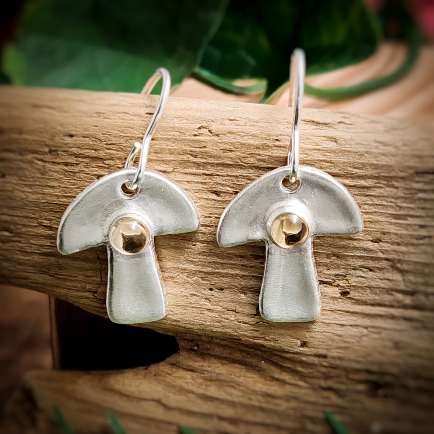 Mushroom Dangle Earrings With Citrine