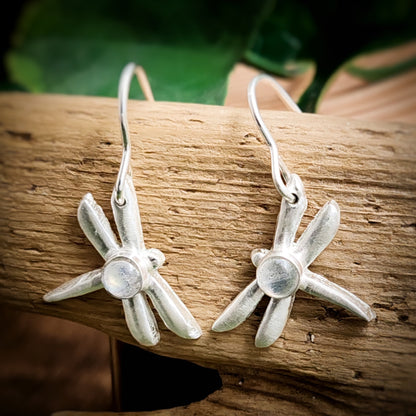 Dragonfly Dangle Earrings With Labradorite