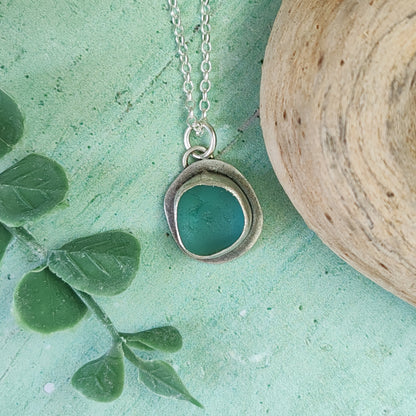Aquamarine Sea Glass Necklace
