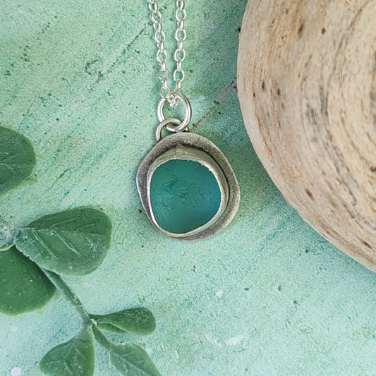 Aquamarine Sea Glass Necklace