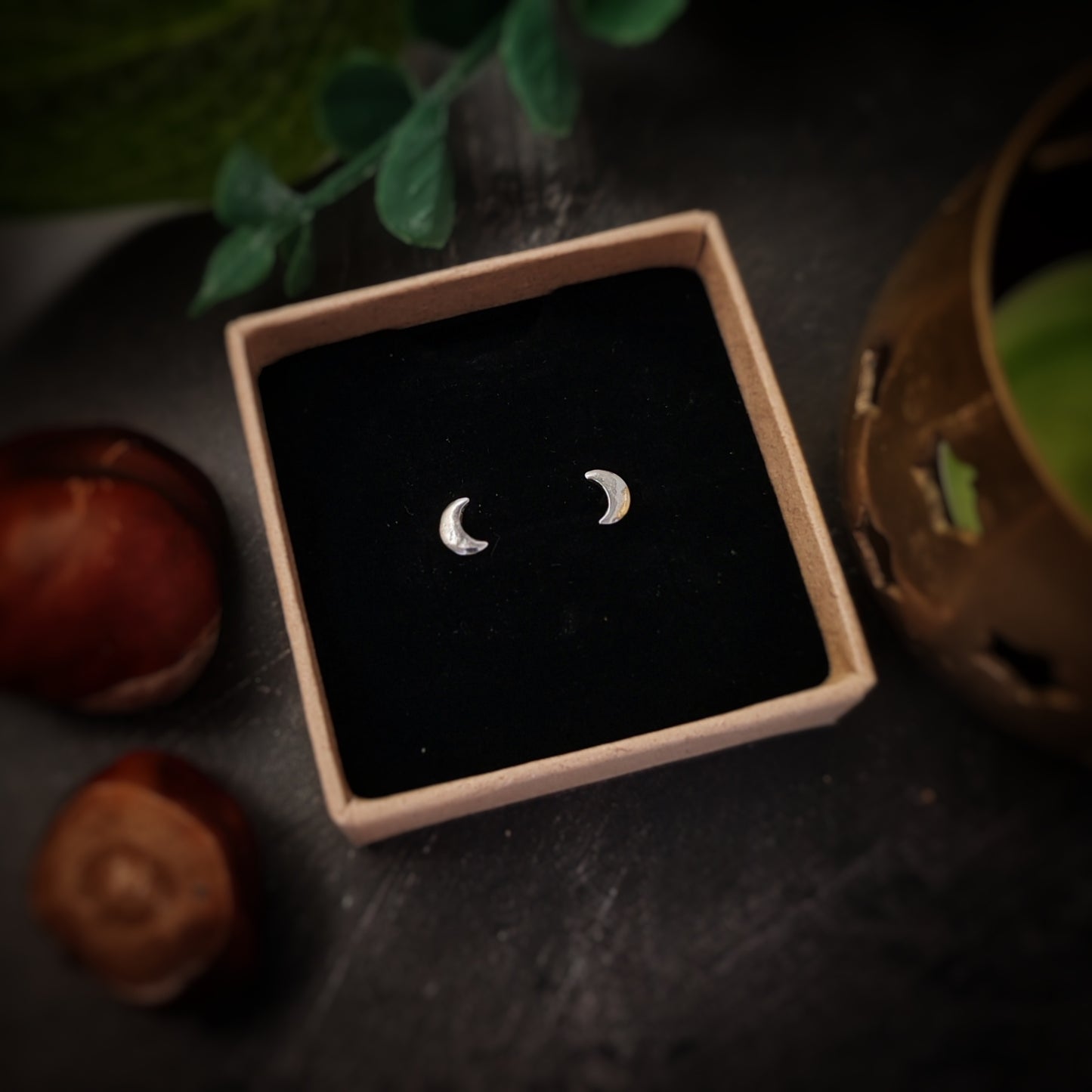 Crescent Moon Stud Earrings