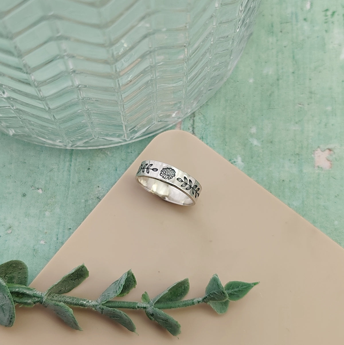 Birth Month Flower Band Ring