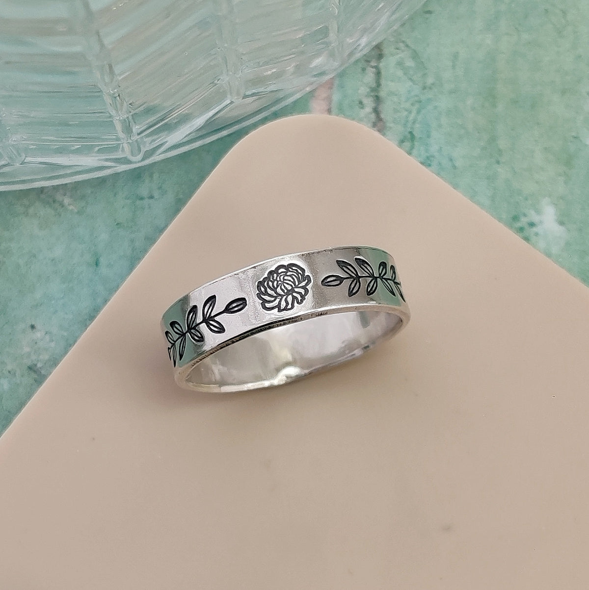 Birth Month Flower Band Ring
