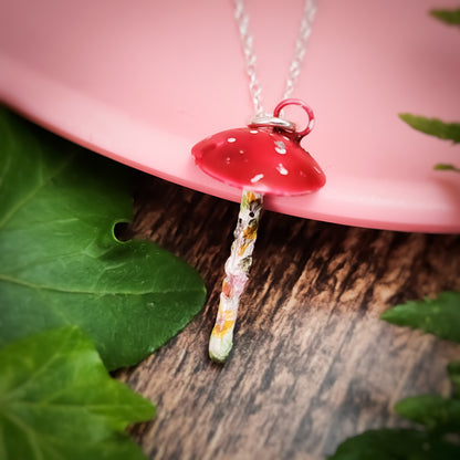 Mushroom Necklace Red And White