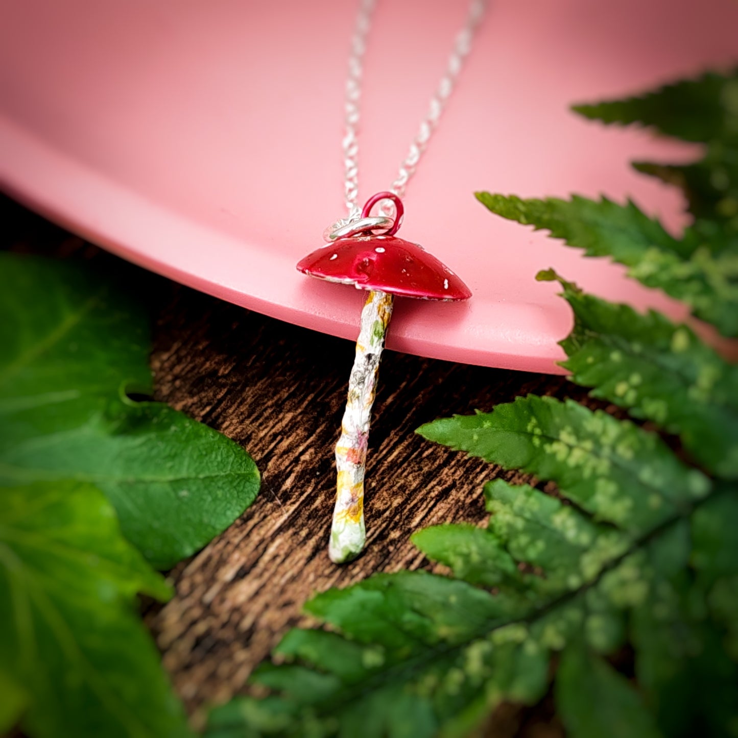 Mushroom Necklace Red And White