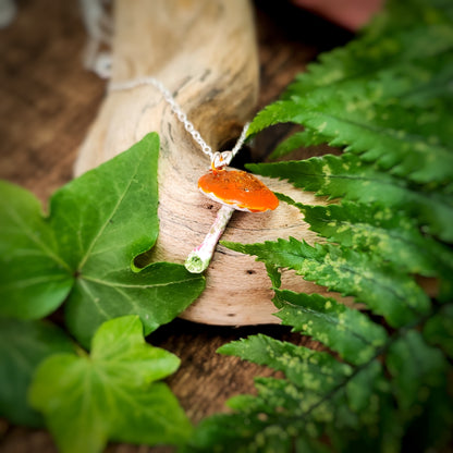 Mushroom Necklace Orange And White
