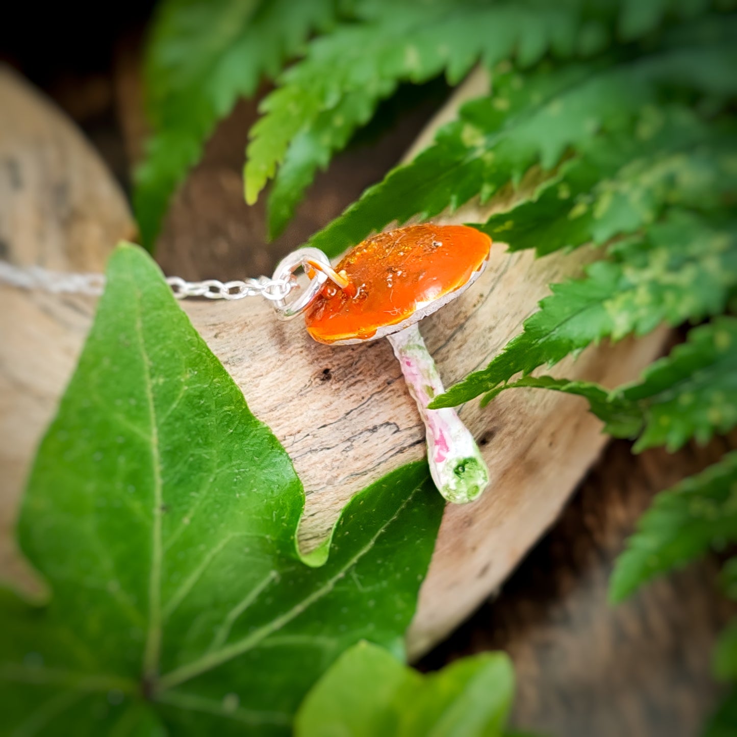 Mushroom Necklace Orange And White