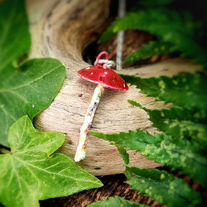 Mushroom Necklace Red And White