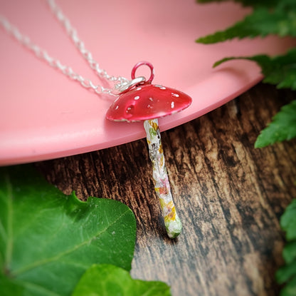 Mushroom Necklace Red And White