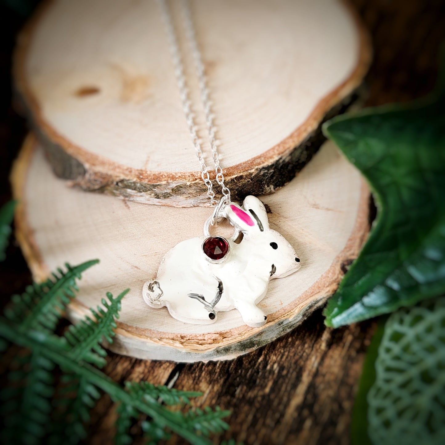 Hand Painted Rabbit Necklace