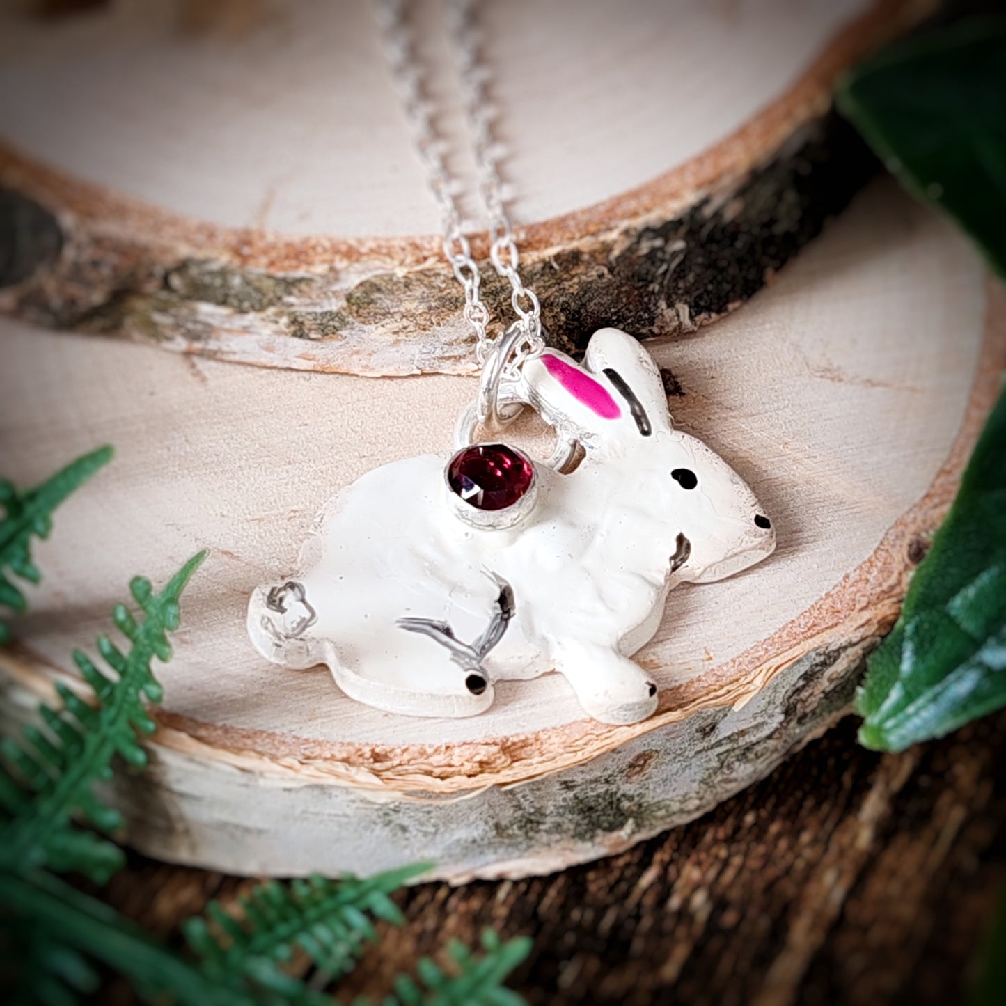 Hand Painted Rabbit Necklace