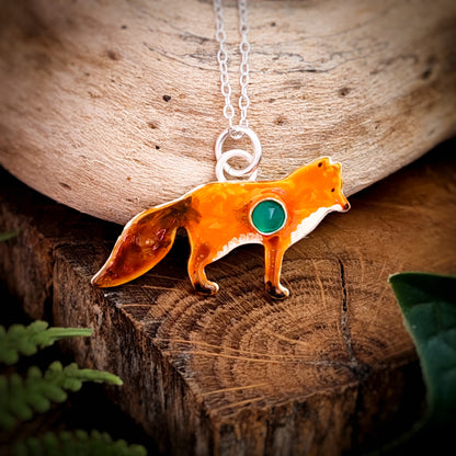 Hand Painted Fox Necklace