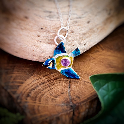 Hand Painted Bluetit Necklace