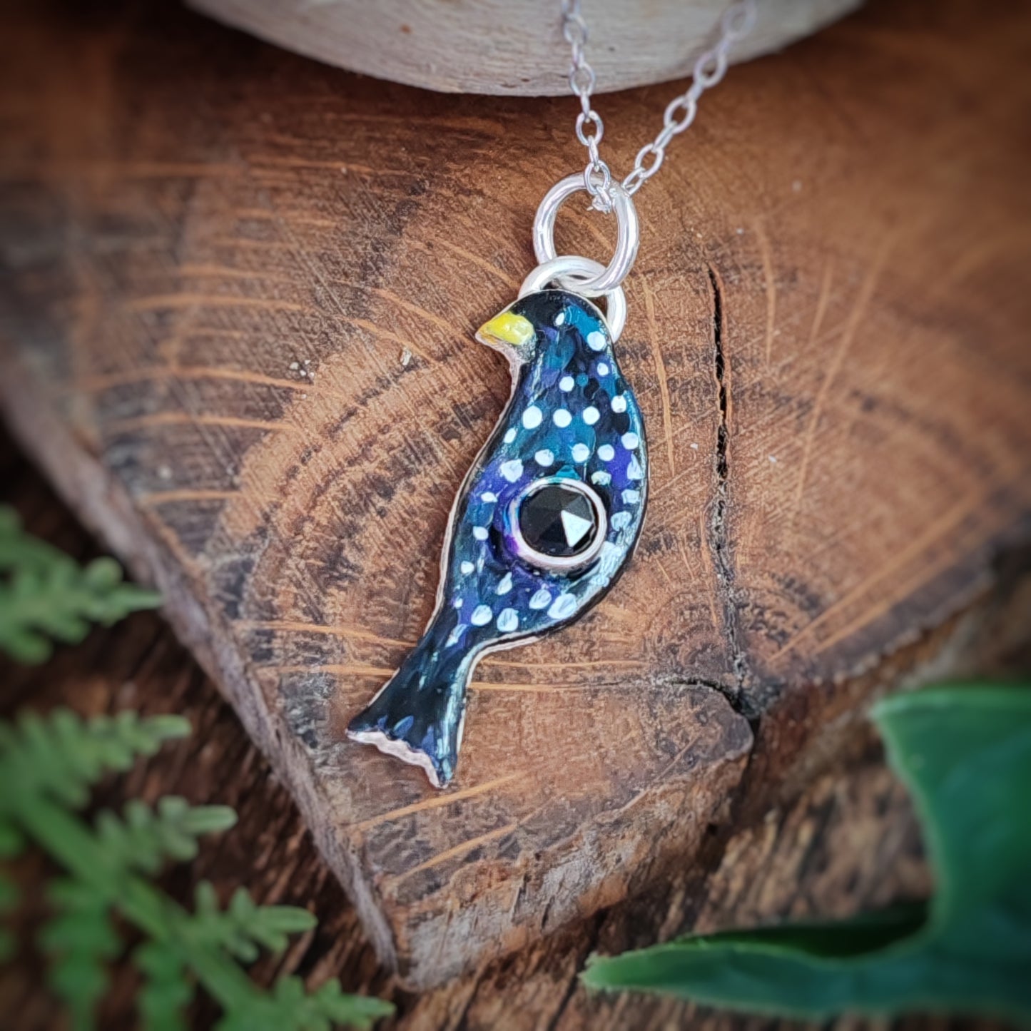 Hand Painted Starling Necklace